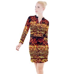 Yellow Waves Flow Series 1 Button Long Sleeve Dress by DimitriosArt