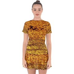 Gold Waves Flow Series 1 Drop Hem Mini Chiffon Dress by DimitriosArt