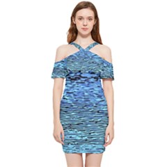 Blue Waves Flow Series 2 Shoulder Frill Bodycon Summer Dress by DimitriosArt