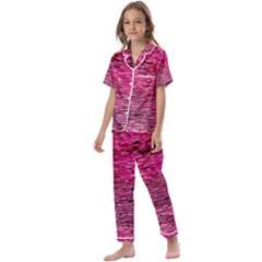 Pink  Waves Flow Series 1 Kids  Satin Short Sleeve Pajamas Set by DimitriosArt