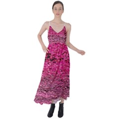 Pink  Waves Flow Series 1 Tie Back Maxi Dress by DimitriosArt