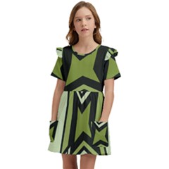 Abstract Pattern Geometric Backgrounds   Kids  Frilly Sleeves Pocket Dress by Eskimos