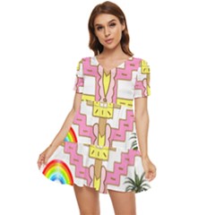 Music And Other Stuff Tiered Short Sleeve Babydoll Dress by bfvrp