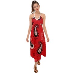 Floral Pattern Paisley Style Paisley Print   Halter Tie Back Dress  by Eskimos