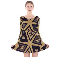 Abstract Pattern Geometric Backgrounds   Long Sleeve Velvet Skater Dress by Eskimos