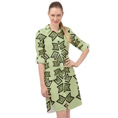 Abstract Pattern Geometric Backgrounds   Long Sleeve Mini Shirt Dress by Eskimos