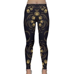 Floral Folk Damask Pattern Fantasy Flowers Floral Geometric Fantasy Classic Yoga Leggings by Eskimos