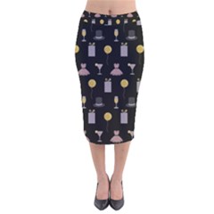 Shiny New Year Things Velvet Midi Pencil Skirt by SychEva