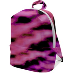 Pink  Waves Flow Series 2 Zip Up Backpack by DimitriosArt