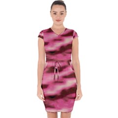 Pink  Waves Flow Series 6 Capsleeve Drawstring Dress  by DimitriosArt