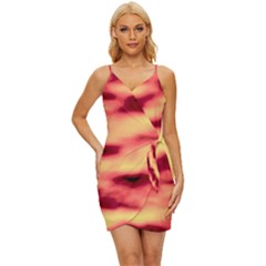 Red Waves Flow Series 3 Wrap Tie Front Dress by DimitriosArt