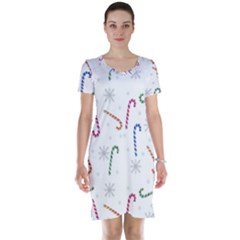 Christmas Candy Canes Short Sleeve Nightdress by SychEva