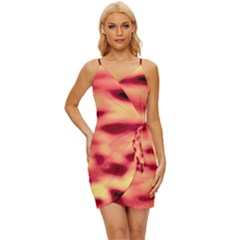 Red Waves Flow Series 4 Wrap Tie Front Dress by DimitriosArt