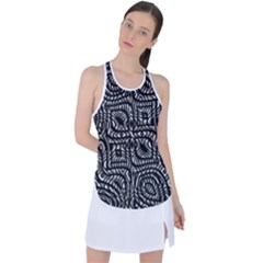 Black And White Abstract Tribal Print Racer Back Mesh Tank Top by dflcprintsclothing