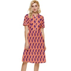 Leafs Button Top Knee Length Dress by Sparkle