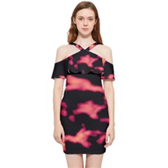 Red Waves Flow Series 5 Shoulder Frill Bodycon Summer Dress by DimitriosArt