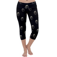 Creepy Head Sculpture With Respirator Motif Pattern Capri Yoga Leggings by dflcprintsclothing