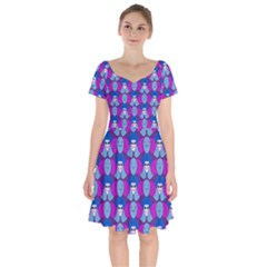 Abstract Short Sleeve Bardot Dress by SychEva