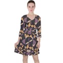 Abstract pattern geometric backgrounds   Quarter Sleeve Ruffle Waist Dress View1