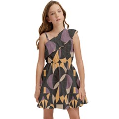 Abstract Pattern Geometric Backgrounds   Kids  One Shoulder Party Dress by Eskimos