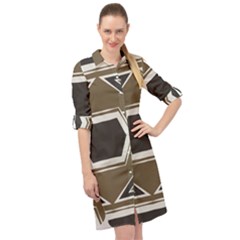 Abstract Pattern Geometric Backgrounds   Long Sleeve Mini Shirt Dress by Eskimos