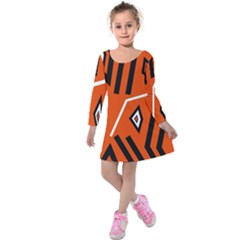 Abstract Pattern Geometric Backgrounds   Kids  Long Sleeve Velvet Dress by Eskimos