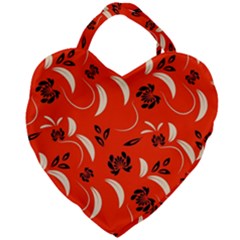 Folk Flowers Print Floral Pattern Ethnic Art Giant Heart Shaped Tote by Eskimos