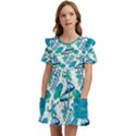 Autumn Mushrooms blue Kids  Frilly Sleeves Pocket Dress View1