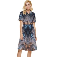 Fractal Button Top Knee Length Dress by Sparkle