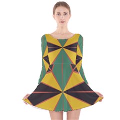 Abstract Pattern Geometric Backgrounds   Long Sleeve Velvet Skater Dress by Eskimos