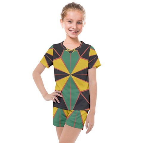 Abstract Pattern Geometric Backgrounds   Kids  Mesh Tee And Shorts Set by Eskimos