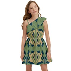 Abstract Pattern Geometric Backgrounds   Kids  One Shoulder Party Dress by Eskimos