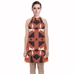 Abstract Pattern Geometric Backgrounds   Velvet Halter Neckline Dress  by Eskimos