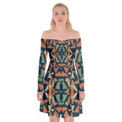 Abstract Pattern Geometric Backgrounds   Off Shoulder Skater Dress by Eskimos