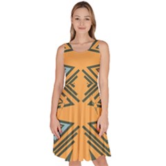 Abstract Pattern Geometric Backgrounds   Knee Length Skater Dress With Pockets by Eskimos