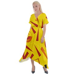 Abstract Pattern Geometric Backgrounds   Cross Front Sharkbite Hem Maxi Dress by Eskimos