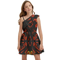 Abstract Pattern Geometric Backgrounds   Kids  One Shoulder Party Dress by Eskimos