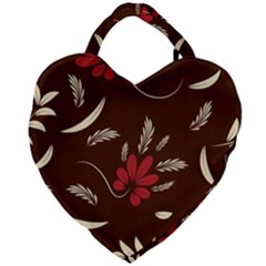 Sfolk Flowers Print Floral Pattern Ethnic Art Giant Heart Shaped Tote by Eskimos