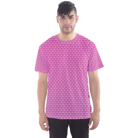 Pink White Abstract Print Men s Sport Mesh Tee by SeaworthyClothing