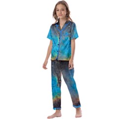 Pacman Nebula (ngc281) Kids  Satin Short Sleeve Pajamas Set by idjy