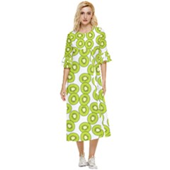 Kiwi Pattern Double Cuff Midi Dress by Valentinaart