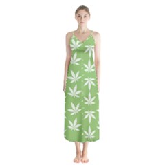 Weed Pattern Button Up Chiffon Maxi Dress by Valentinaart