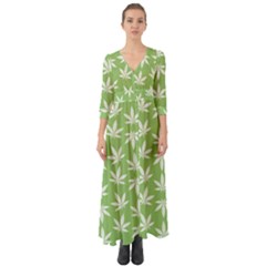 Weed Pattern Button Up Boho Maxi Dress by Valentinaart