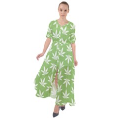 Weed Pattern Waist Tie Boho Maxi Dress by Valentinaart