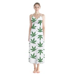 Weed Pattern Button Up Chiffon Maxi Dress by Valentinaart