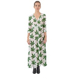 Weed Pattern Button Up Boho Maxi Dress by Valentinaart