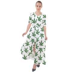 Weed Pattern Waist Tie Boho Maxi Dress by Valentinaart