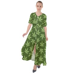 Weed Pattern Waist Tie Boho Maxi Dress by Valentinaart