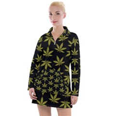 Weed Pattern Women s Long Sleeve Casual Dress by Valentinaart