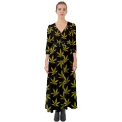 Weed Pattern Button Up Boho Maxi Dress by Valentinaart